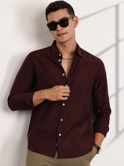 Thomas Scott Slim Fit | Long Sleeve | French Placket | 100% Cotton | Solid Colors | Shirts for Mens Wine