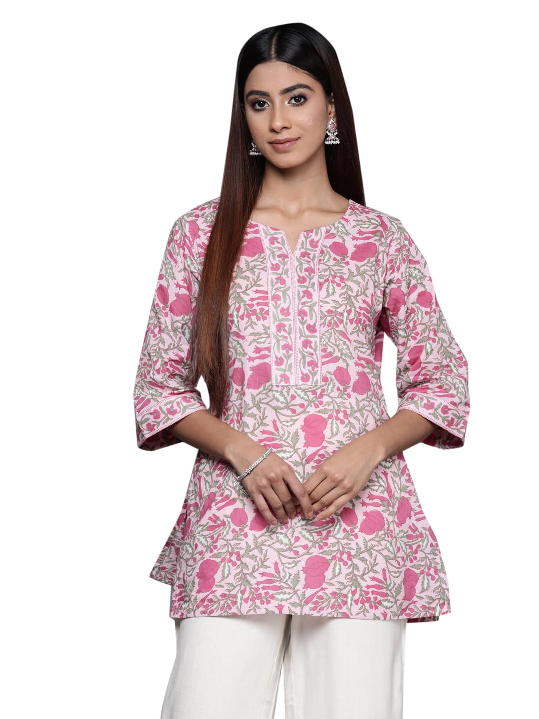 Libas WomenS Cotton Printed Straight Kurtis (29618C Pink