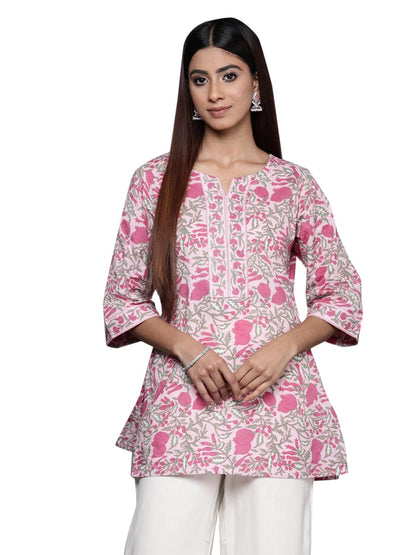 Libas WomenS Cotton Printed Straight Kurtis (29618C Pink