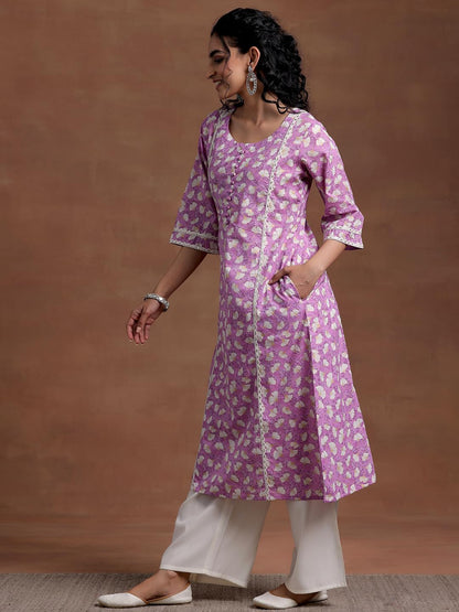 Libas WomenS Cotton Printed A-Line Kurta (29013R Purple
