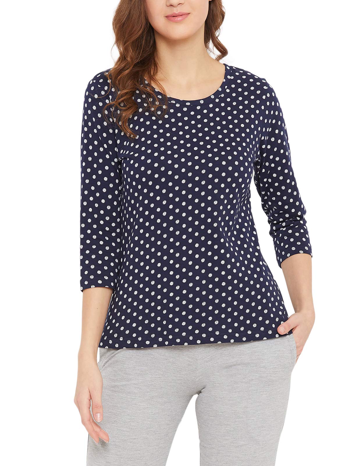 Clovia WomenS Cotton Pretty Florals Top (Lt0148A08_Blue_M)