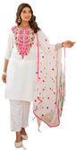 Yashika Women's Cotton Blend Embroidered Set: This Elegant Ensemble For Special & Casual Wear, Includes A Straight Kurta Pant With Dupatta Set