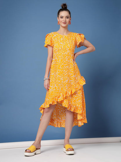 Oomph! Dress For Women Stylish| Summer Vacation Style |Floral Print Wrap Maxi |Lightweight Flared Maxi Dress For Casual & Holida