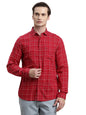 Turtle Men Red Slim Fit Checkered Cotton Lyocell Casual Shirt