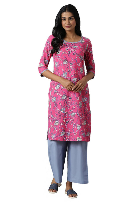 Aurelia Women's Polyester Floral Regular Kurta & Palazzo