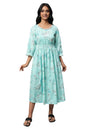 Green A-Line Printed Dress