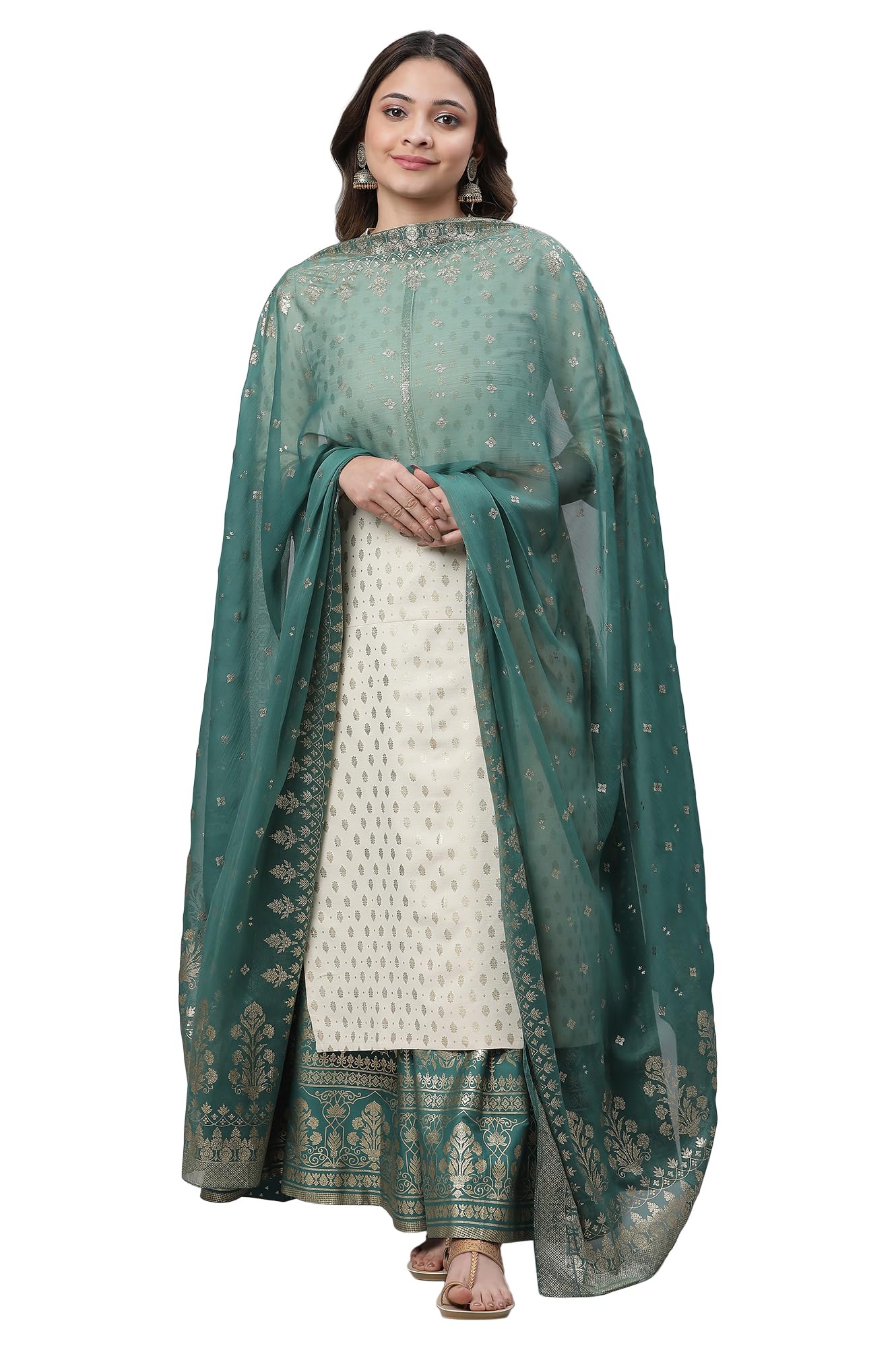 Aurelia Women'S Polyester Dupatta 23Aua80002-506914-Green-Fs, Free Size