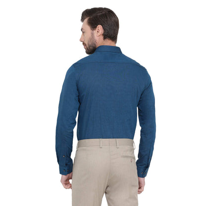 Turtle Men 100% Cotton Blue Solid Slim Fit Formal Shirt