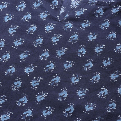 anubhutee Womens Cotton Blue Ethnic Motifs Printed Straight Night Suit with Top and Pyajamas