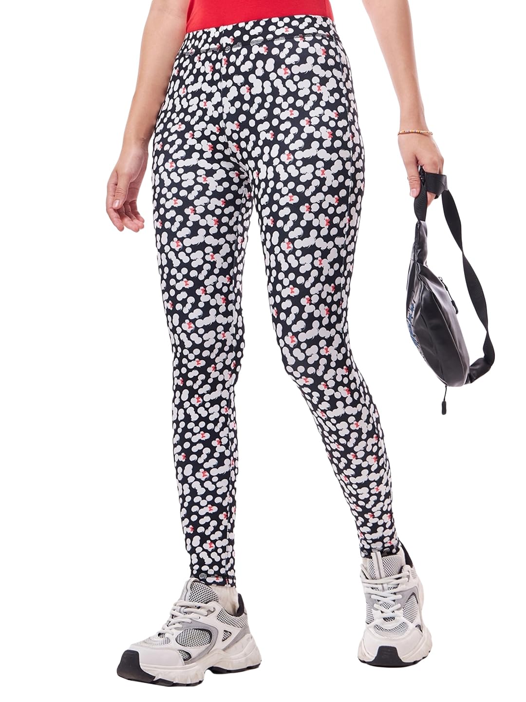 Bewakoof Womens All Over Printed Regular Fit Poly Spandex Leggings_456366_Black_2XL