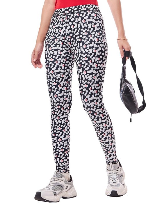 Bewakoof Womens All Over Printed Regular Fit Poly Spandex Leggings_456366_Black_2XL