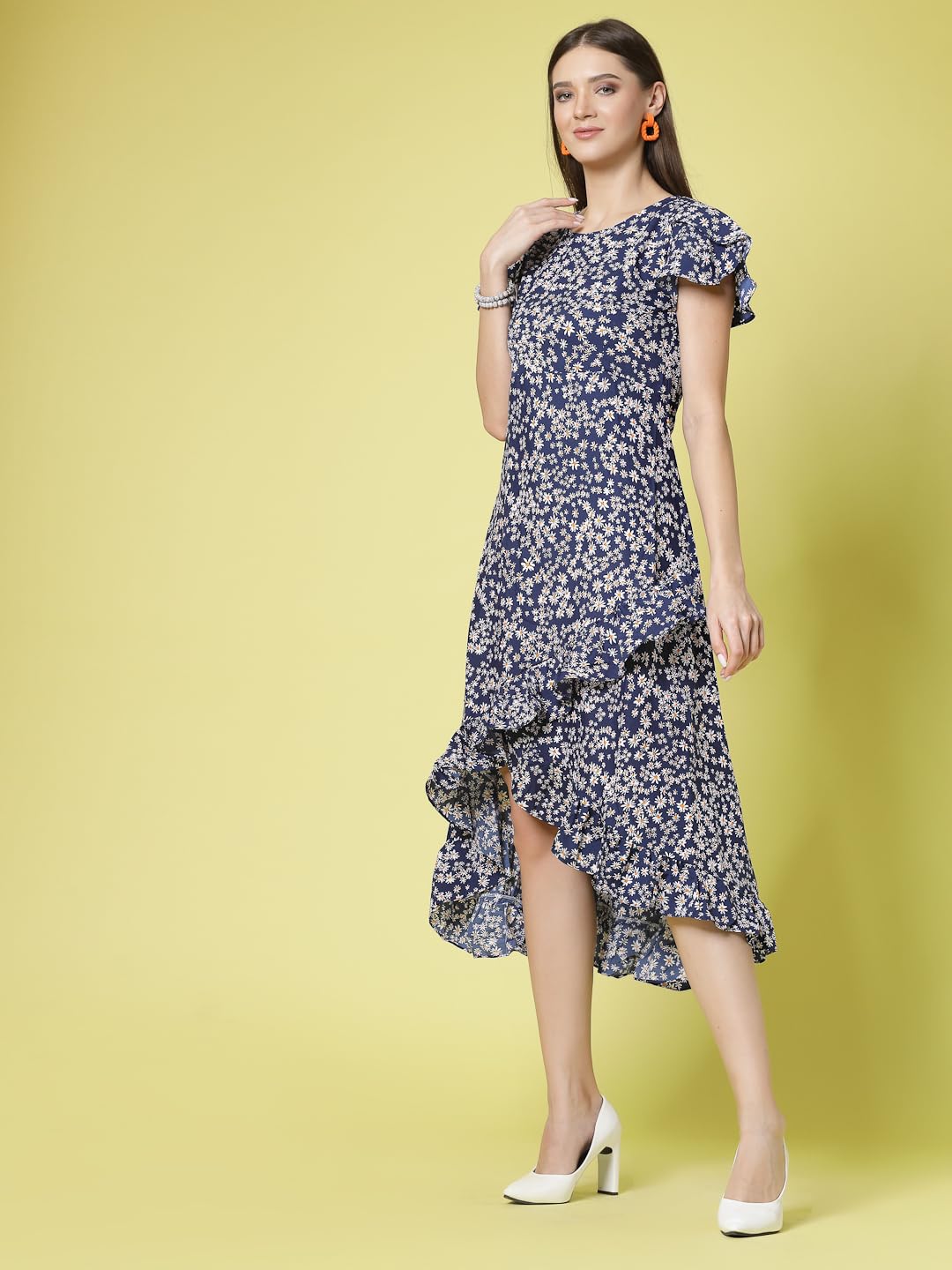 Oomph! Dress For Women Stylish| Summer Vacation Style |Floral Print Wrap Maxi |Lightweight Flared Maxi Dress For Casual & Holida
