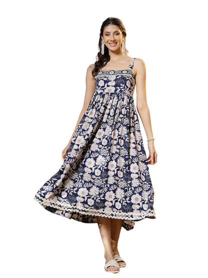 Stylum Womens Floral Printed Rayon Dress Blue