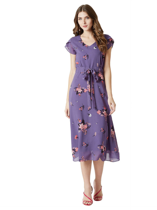 Miss Chase WomenS Georgette A-Line Dress(Mcss19D12-95-190-06,Multicolor-Base Purple,X-Large)