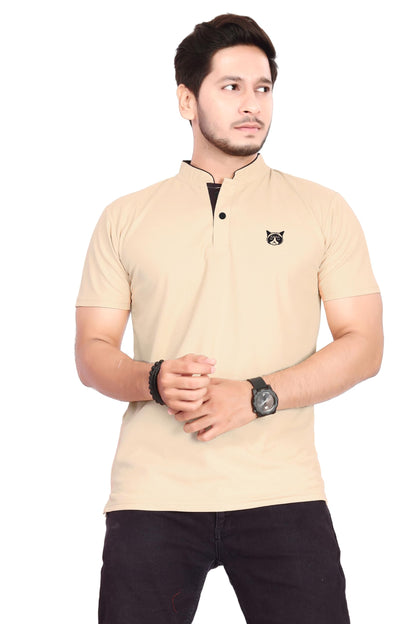Baghadbillo MenS And BoyS Polyster T-Shirt With Mandarin Collared Neck Half Sleeves Closuer Button And Regular Fit | Polo T Sh