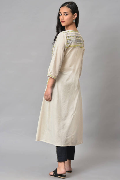 W for Woman Ecru Misdent Printed Summer Plus Size Kurta