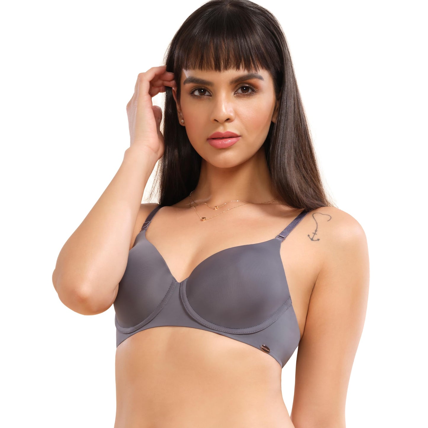 Enamor Womens Nylon Blend Lightly Padded Underwire High Coverage Bra Blue