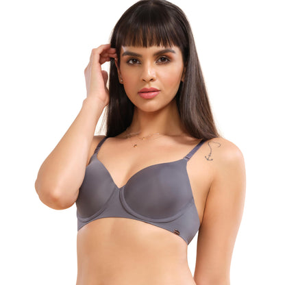 Enamor Womens Nylon Blend Lightly Padded Underwire High Coverage Bra Blue