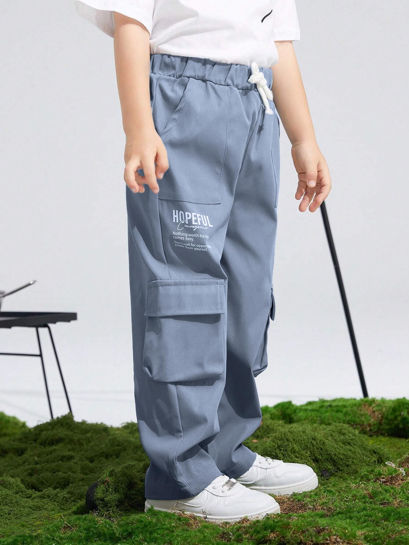 TAGAS Side Pocket Regular Slim Kids ||Relaxed Trouser ||Pant for Loose Comfortable Cargo ||Boys Joggers|| (KC-6-HOPE-GRAYISH Blu