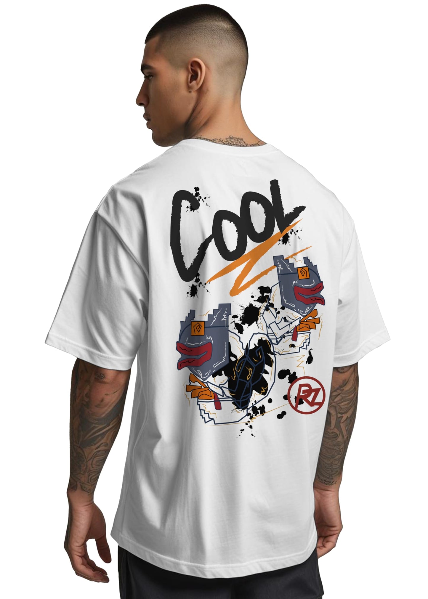 Peppyzone Mens Oversized Fit T-Shirt (PZ-OST-Trendy45_White