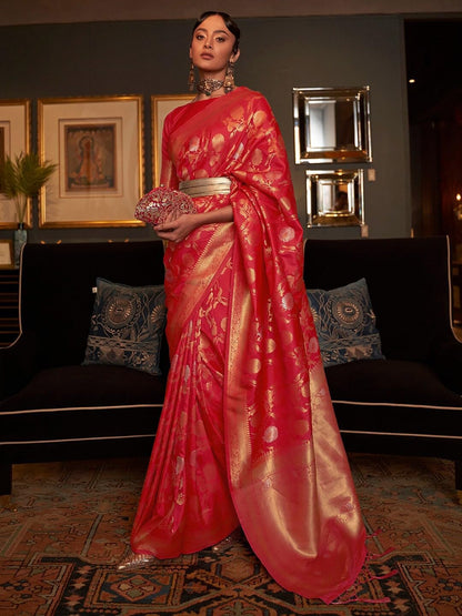 Madhuhansh WomenS Pure Kanjivaram Silk Saree With Unstitched Blouse Piece Soft Silk Fabric Jacquard And Zari Woven Stylish Sari