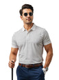 Mens Cotton Printed Polo Tshirt | 220 GSM Interlock Fabric | Slim Fit | Skin-Friendly Ink | White Golf-Inspired Pattern T Shirt