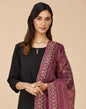 Fabindia Maroon Cotton Silk Embroidered Dupatta | Free Size | Celebration | 1 Dupatta - 2111877MAROON