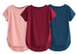 Fabricorn Combo Of Three Plain Maroon, Dusty Rose And Airforce Blue Round Neck Up And Down Cotton Tshirt For Women (Maroon, Dust