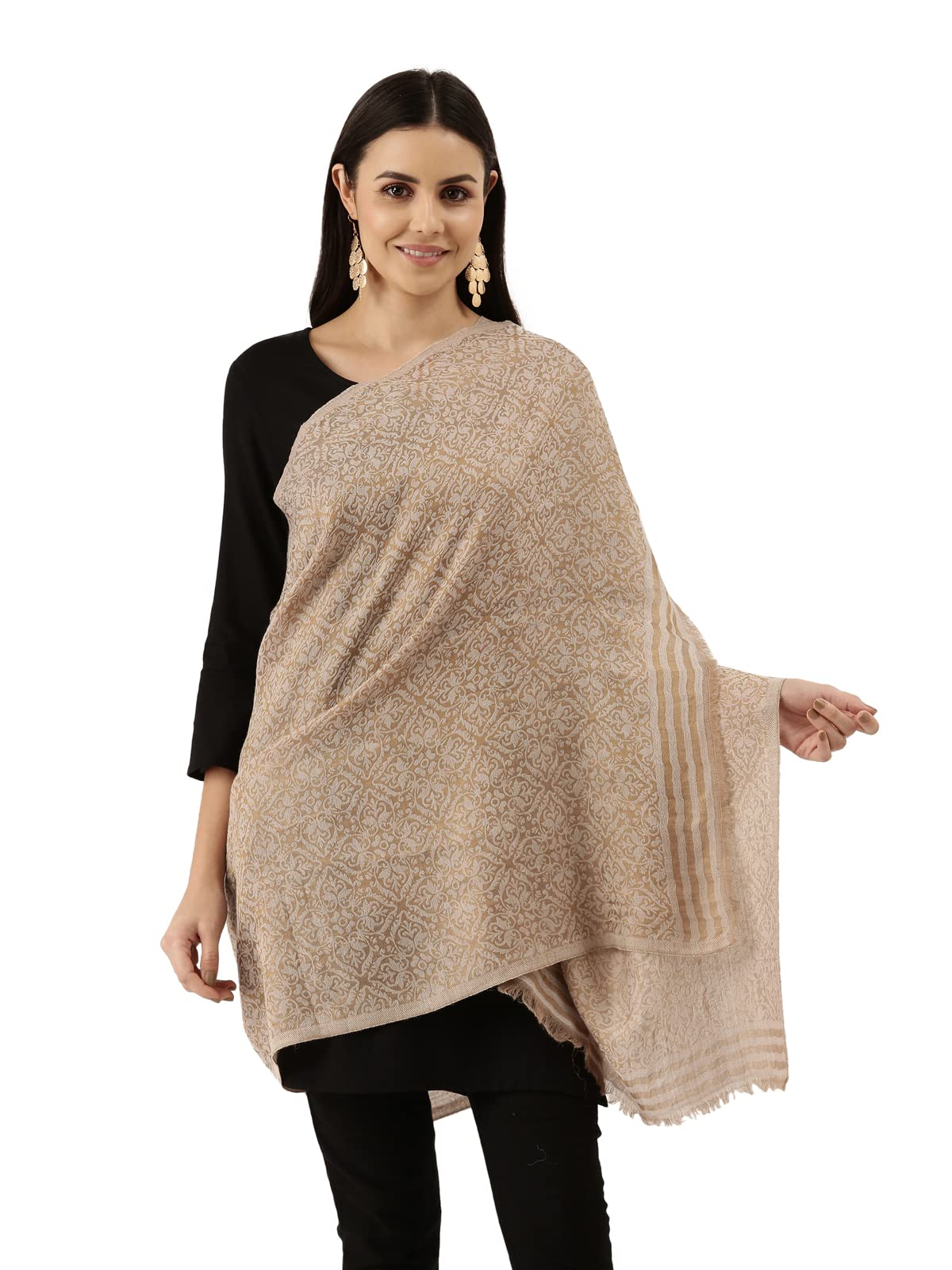 Pashmoda Women Chaman Fine Pashmina Wool Blend Stole (Size : 71X203 CM)