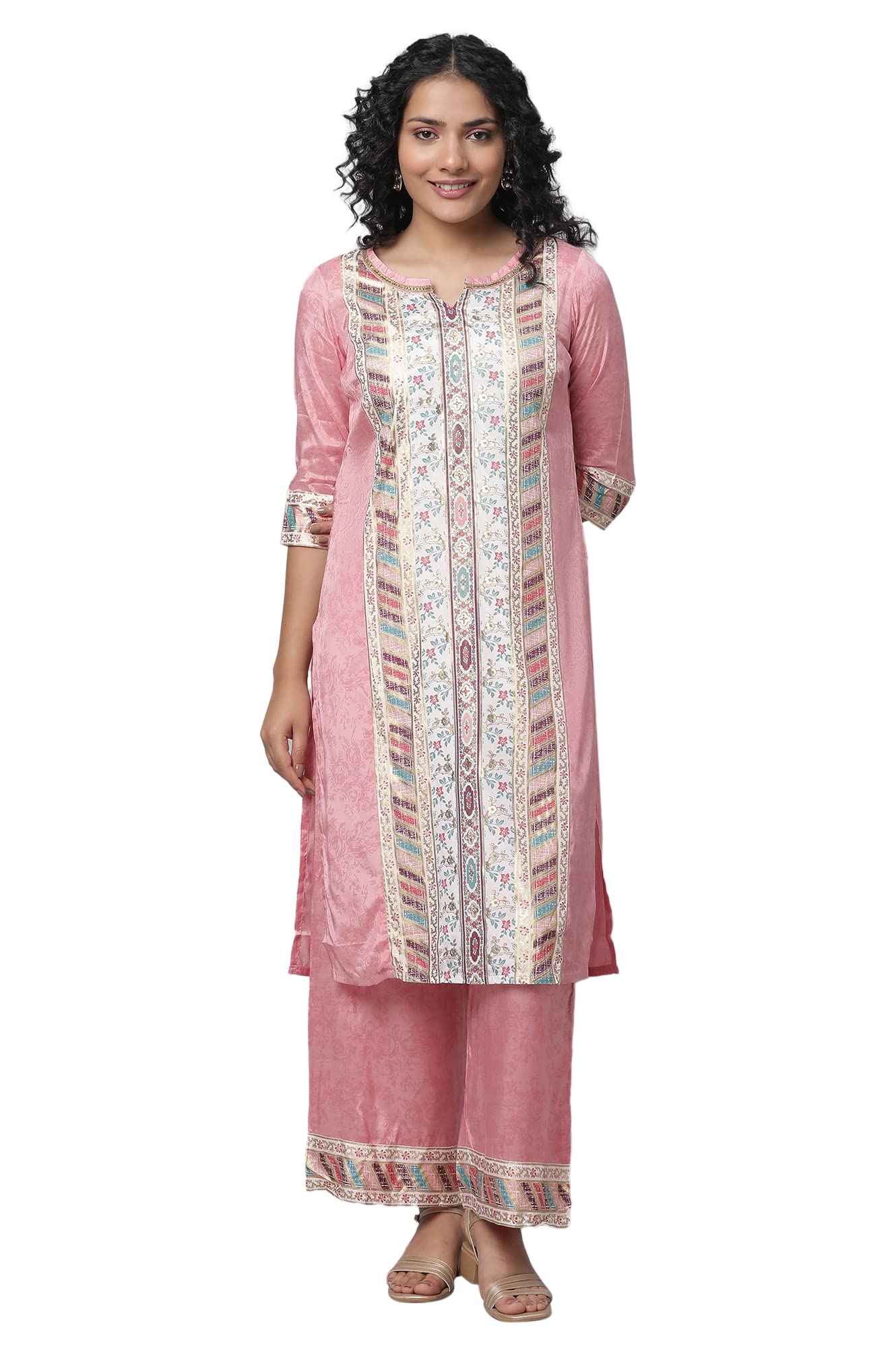 Aurelia Women's Viscose Kurta & Palazzo (23FEAS14290-504189_White