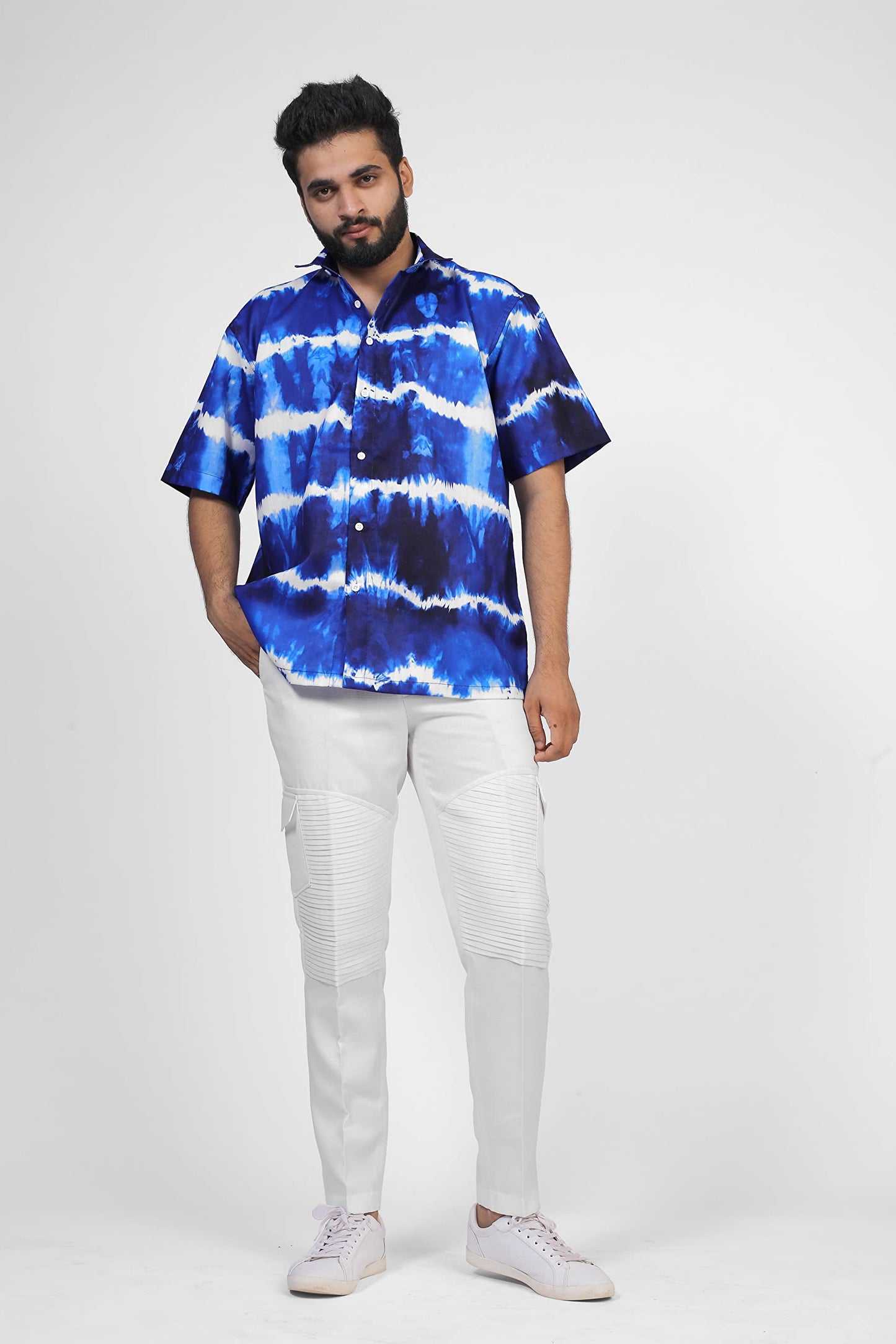 Brown Culture MenS Cotton Blend Abstract Print Shirt With Spread Collared Half Sleeves Standard Length And Button Down Closure