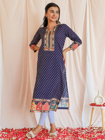 Libas WomenS Crepe Printed Straight Kurta (26566_Purple