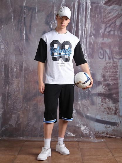 Hubberholme Men Printed Oversized Round Neck Half Sleeve Tshirts 124 White