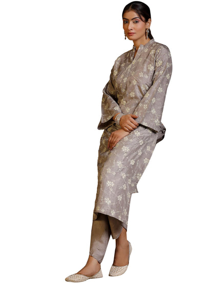 Libas Womens Printed Silk Blend Straight Kurta With Dhoti Pant