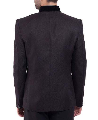 WINTAGE Mens Rayon Cotton Bandhgala Festive Black Nehru Mandarin Blazer
