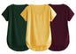 Fabricorn Combo Of Three Plain Bottle Green, Mustard Yellow And Wine V-Neck Up And Down Cotton Tshirt For Women (Bottle Green, M