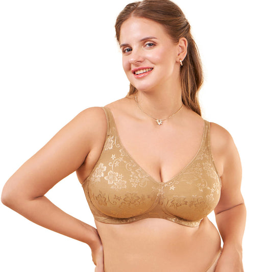 Enamor F135 Minimiser Full Support Bra - Non-Padded Wirefree High Coverage - Buff