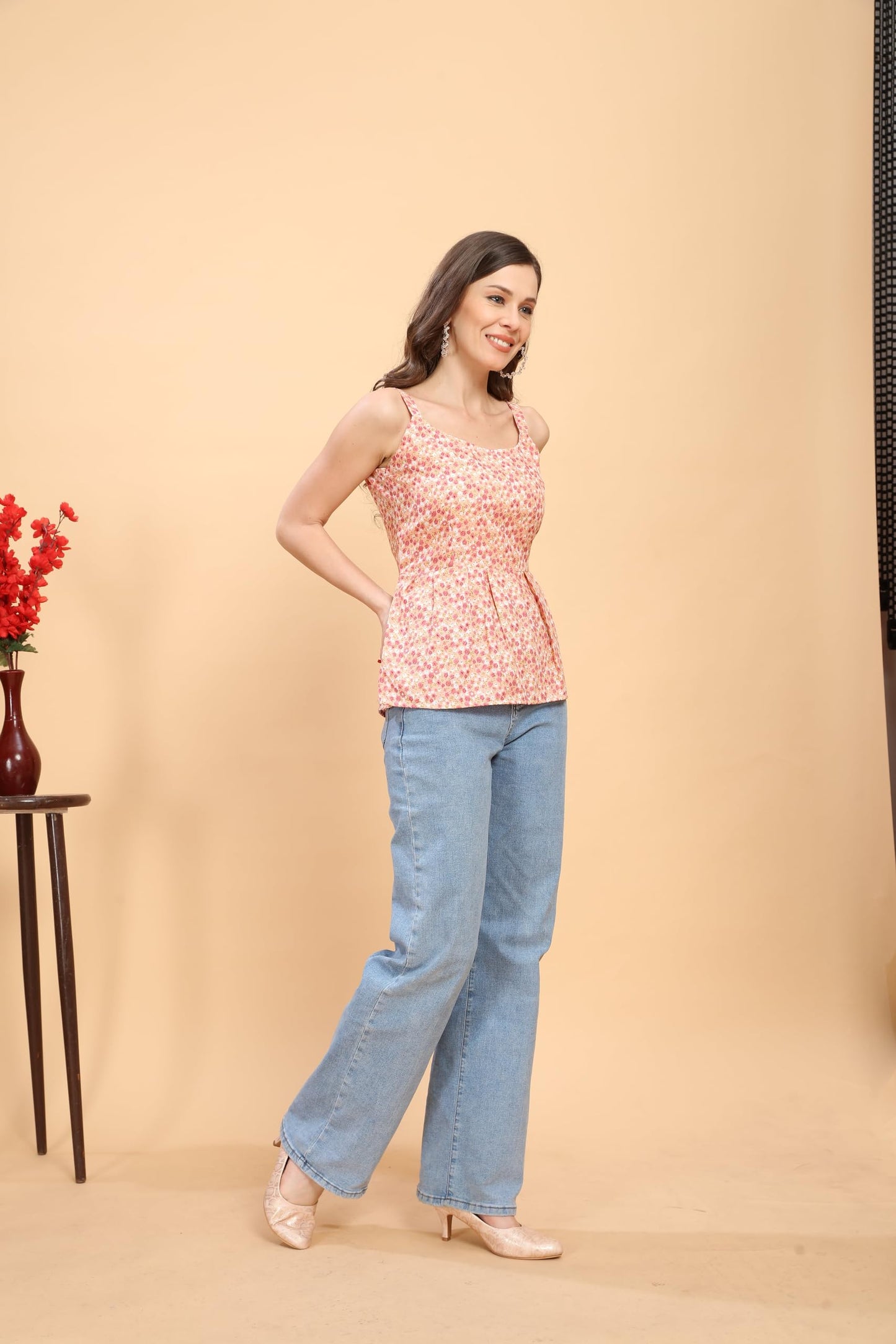 PATLANI Womens Rayon Sleeveless Printed top.