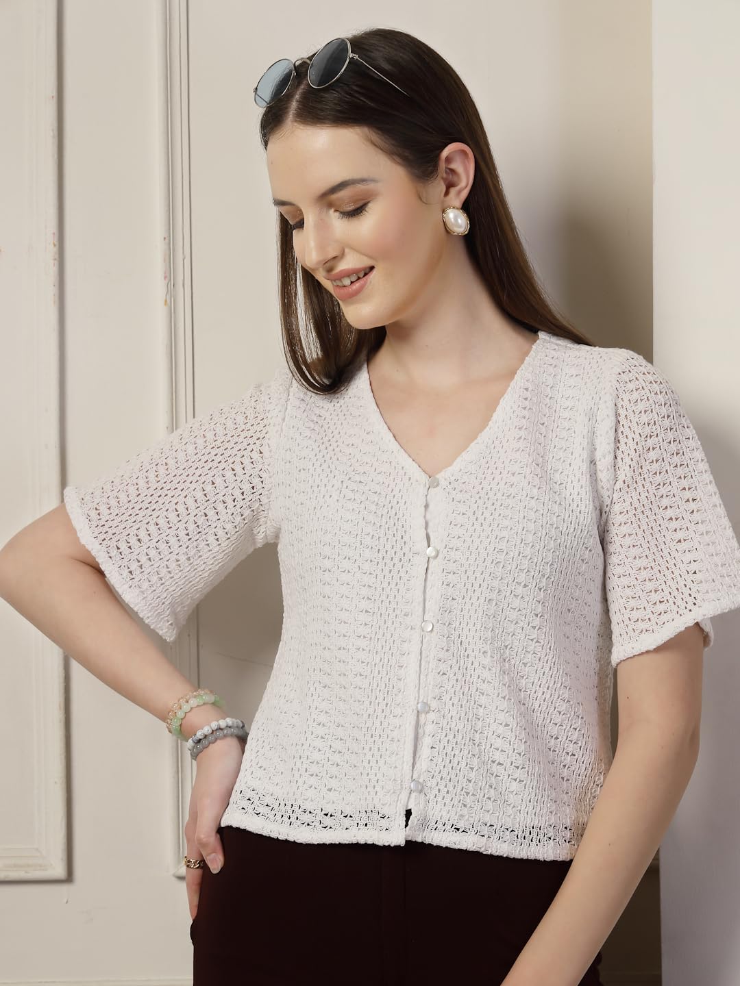 Style Quotien Women White Lace Top