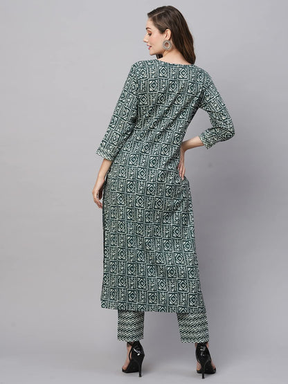 GoSriKi Women's Cotton Blend Straight Printed Kurta with Pant (Yami-GS)
