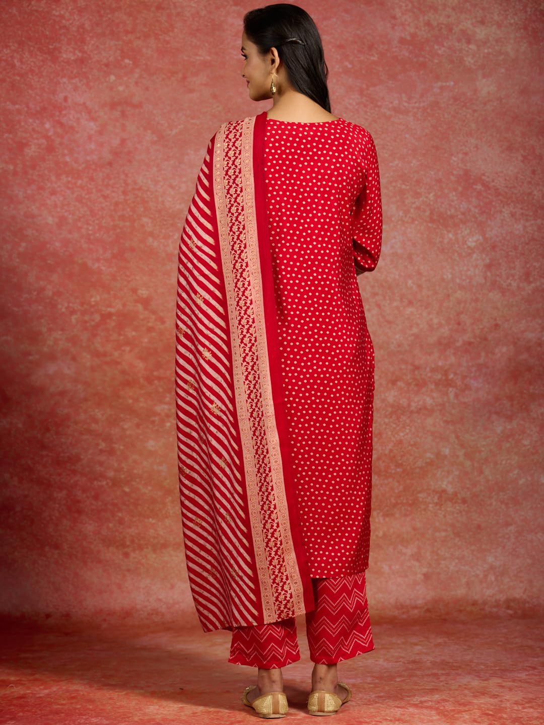 Libas WomenS Silk Blend Kurta Sets (34621_Red