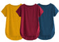 Fabricorn Combo Of Three Plain Maroon, Mustard Yellow And Airforce Blue Round Neck Up And Down Cotton Tshirt For Women (Maroon,
