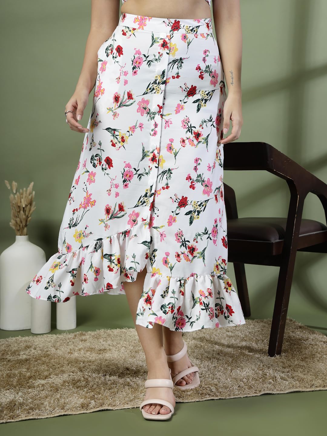OOMPH! Long Skirts for Women White - msk194