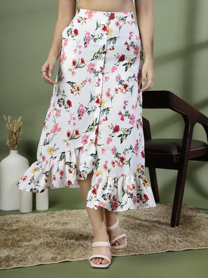 OOMPH! Long Skirts for Women White - msk194