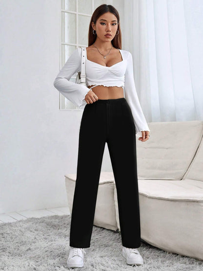 Toochki Premium Womens Slim 4-Way Stretch Formal Black Trousers (Flexi-Waist | Easy Care | Desk-to-Dinner)