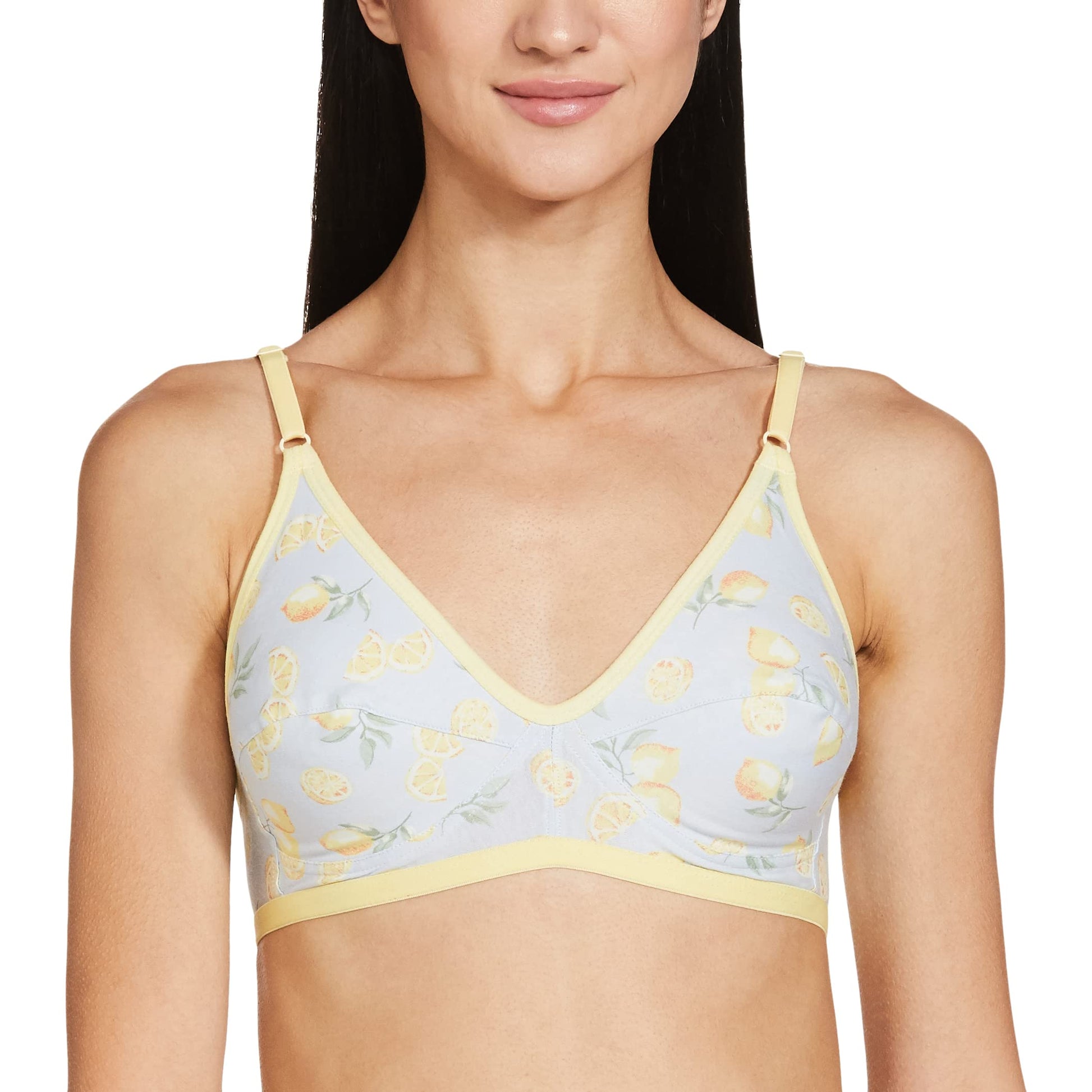 Clovia Womens Cotton Full Cup Bra (BR0227H0232D_Yellow_32D)