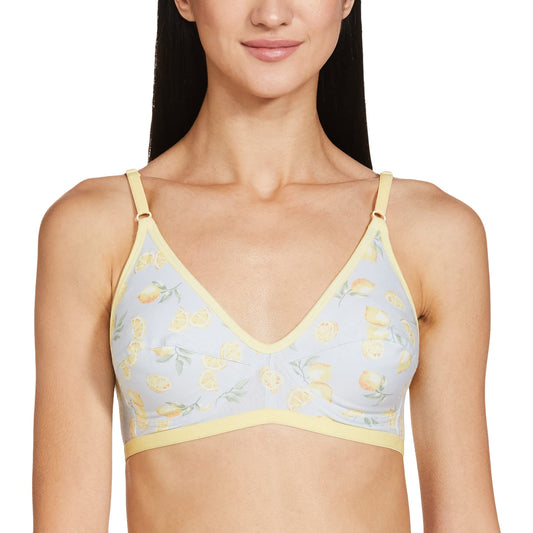 Clovia Womens Cotton Full Cup Bra (BR0227H0232D_Yellow_32D)