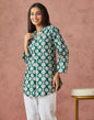 Fabindia Green Cotton Silk Printed Tunic