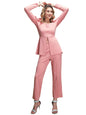 Elliti Solid Relaxed Fit Full Sleeve Co-Ord Set For Women'S | Coord Sets | Top And Formal Trouser Co Ord Set For Women (Set Of 2