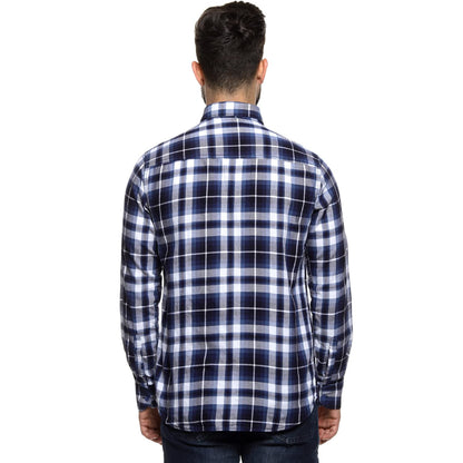 Campus Sutra Mens Full Sleeve Regular Fit Shirt for Casual Wear|Blue|White|Chequered|Front Spread Collar Detail|Shirt Crafted w